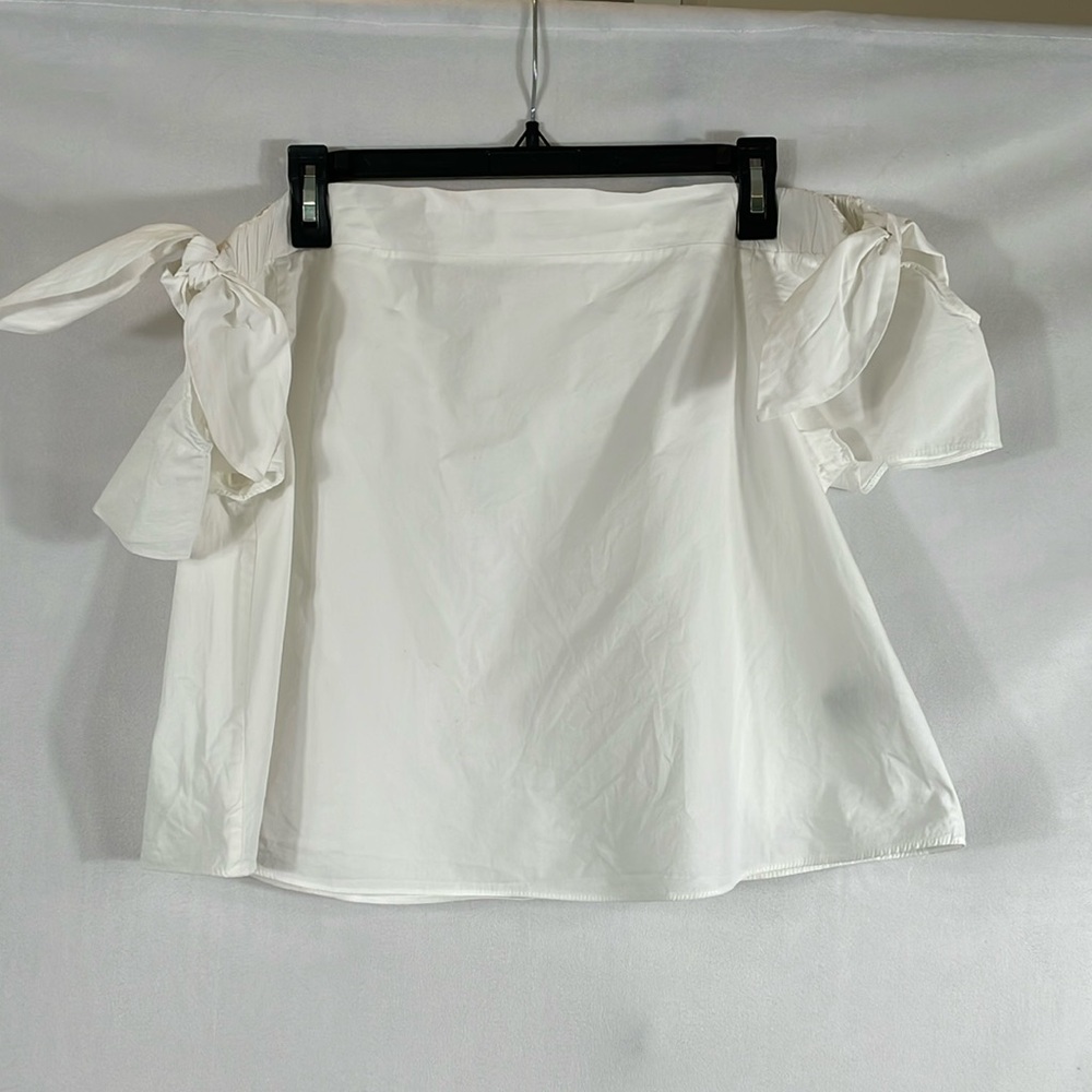 Timo Weiland Top Blouse Size 8 White 100% Cotton Tie Shoulders